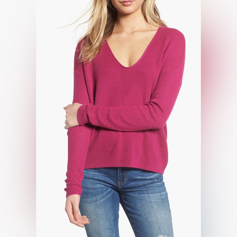 BP. Nordstrom Magenta Pink V-Neck Pullover Sweater XS